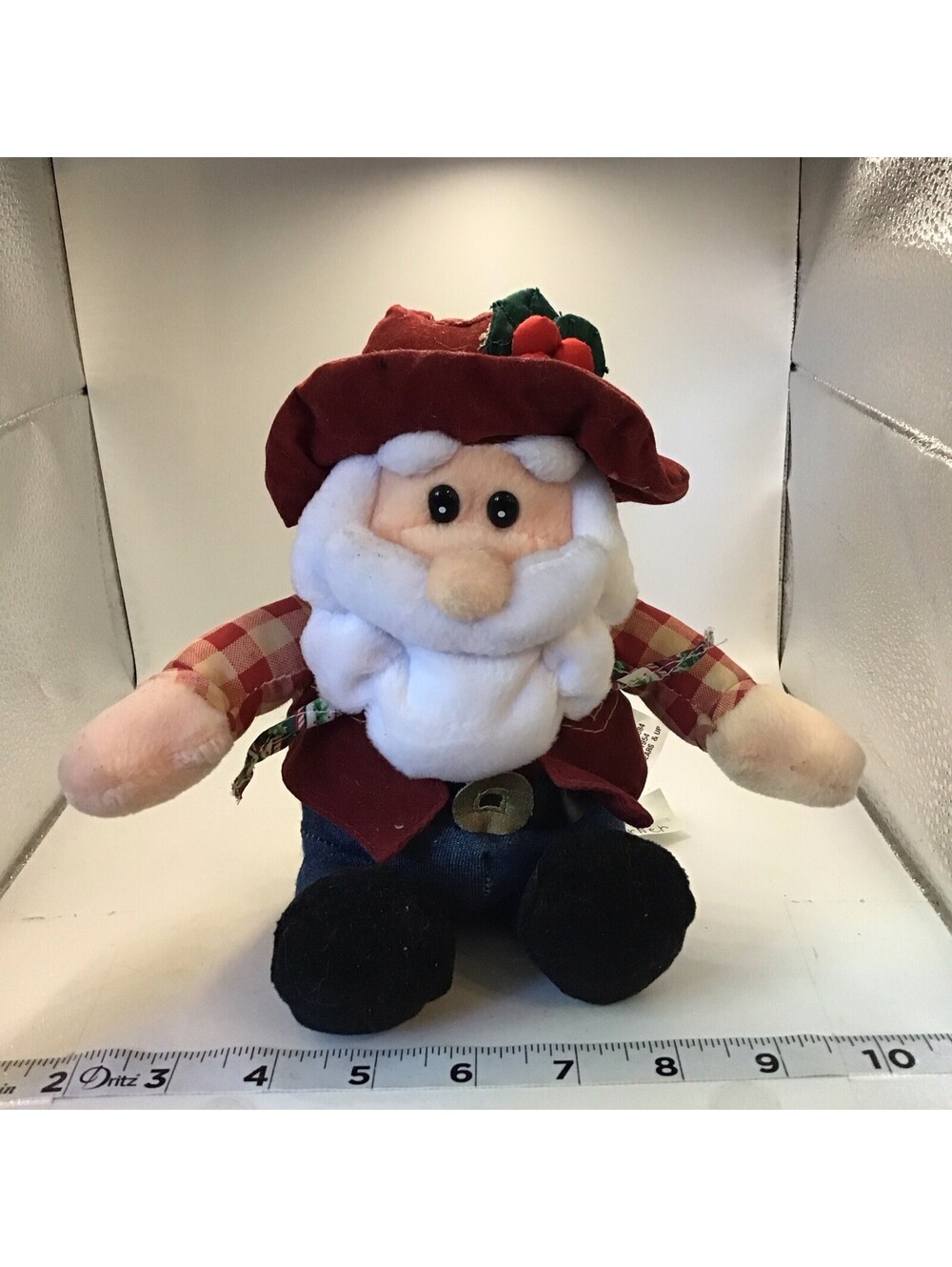 Vtg JCPenney Cowboy Santa Plush Doll 7”  No Sound